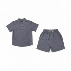 BOYS S/S 2PC KNICKER SUIT GREY IRS-26 2-3 YEAR TZH-2503 Default Title - MamasJan KidsWear
