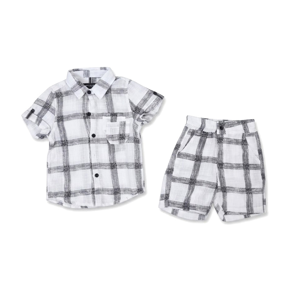 BOYS S/S 2PC KNICKER SUIT WHITE IRS-26 12-18M TZH-2513 Default Title - MamasJan KidsWear