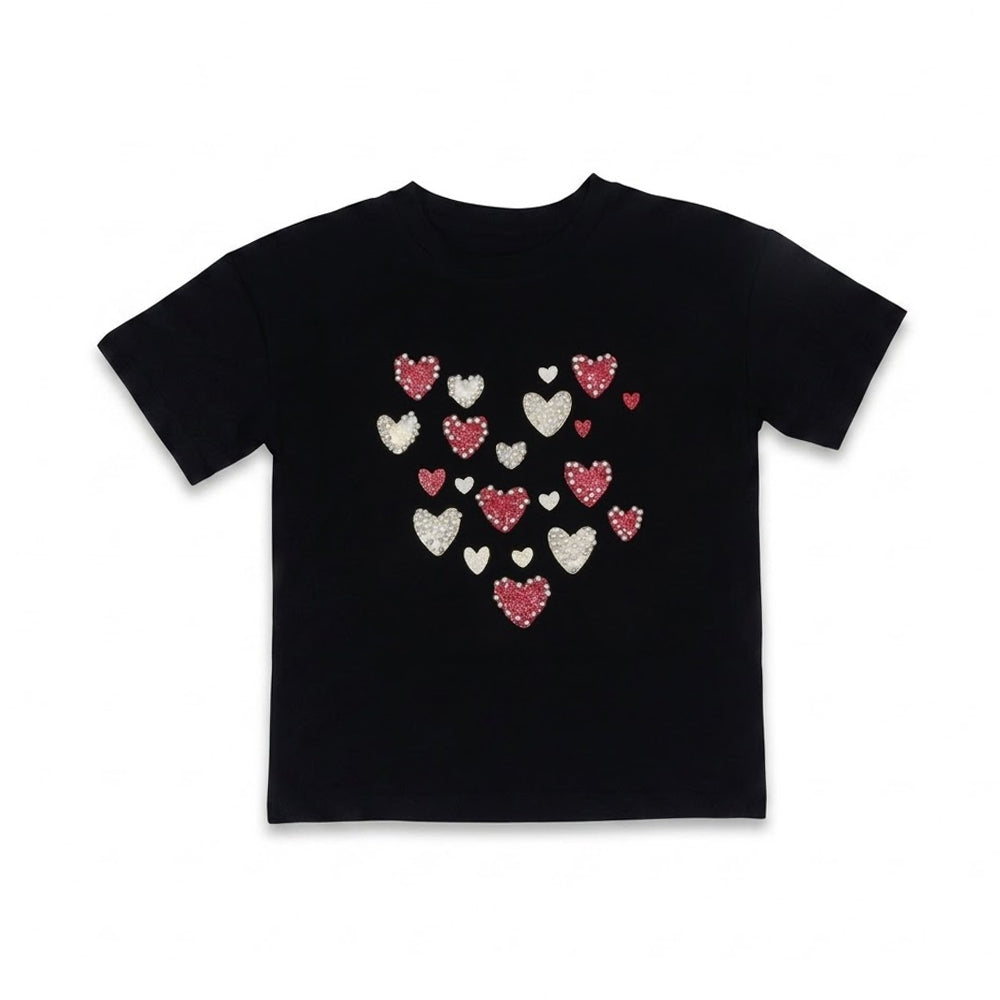 GIRLS S/S KNIT FANCY BLOUSE BLACK IRS-26 5-6 YEAR 004 Default Title - MamasJan KidsWear