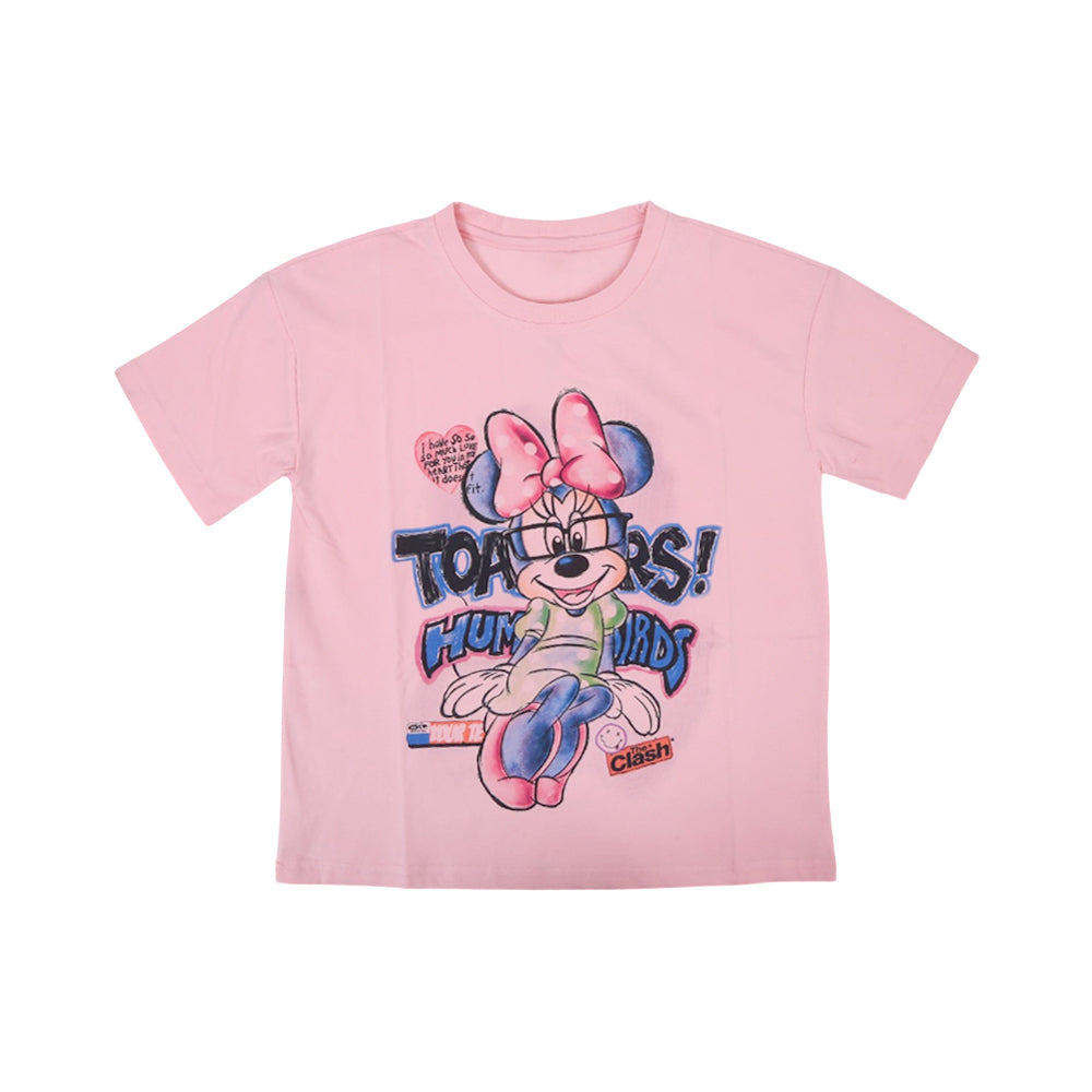 GIRLS S/S KNIT BLOUSE PRINTED PEACH IRS-26 7-8 YEAR 007 Default Title - MamasJan KidsWear