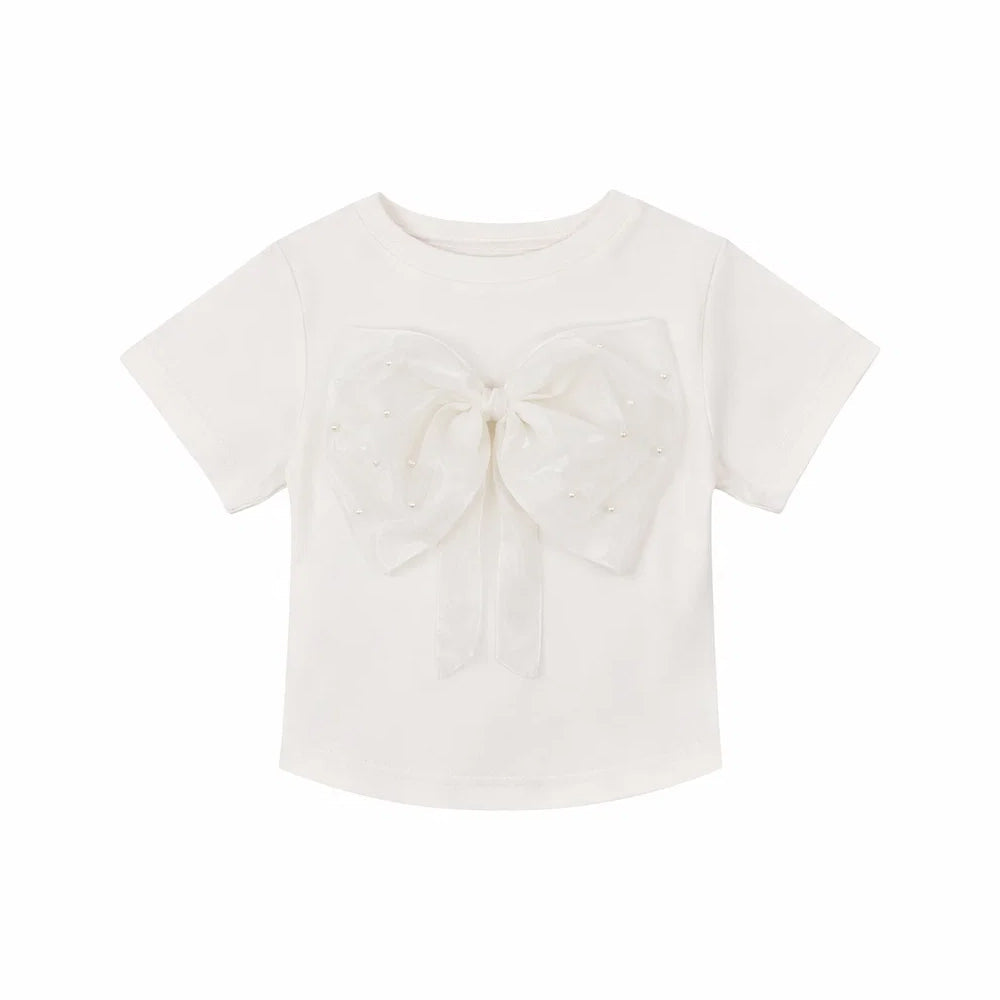 GIRLS S/S KNIT FANCY BLOUSE OFF WHITE IRS-26 2-3 YEAR 018 Default Title - MamasJan KidsWear