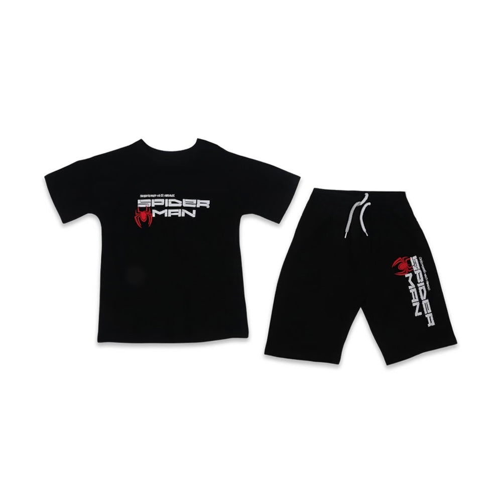 BOYS S/S 2PC KNICKER SUIT BLACK IR S-26 7-8 YEAR NO1 Default Title - MamasJan KidsWear