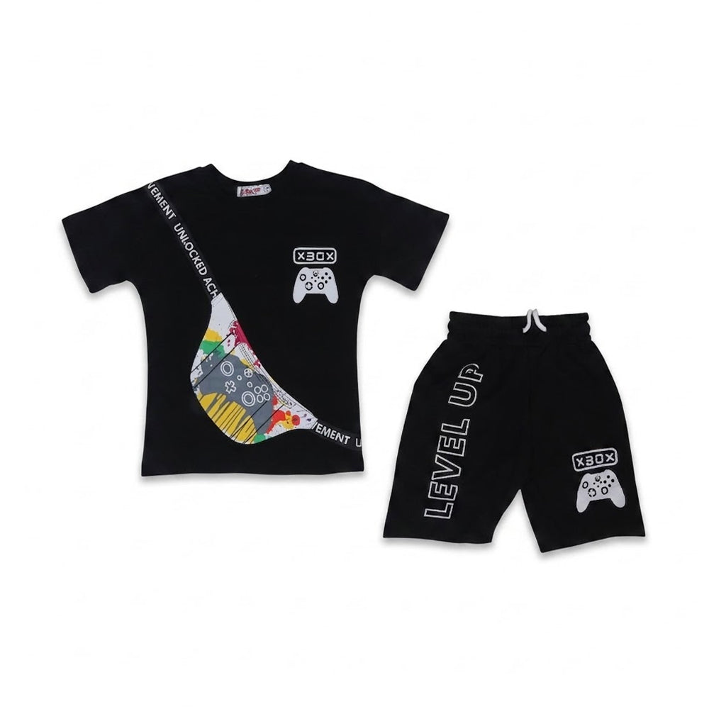 BOYS S/S 2PC KNICKER SUIT BLACK IR S-26 3-4 YEAR NO6 Default Title - MamasJan KidsWear