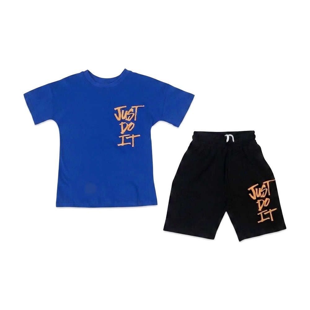BOYS S/S 2PC KNICKER SUIT R-BLUE IR S-26 4-5 YEAR NO11 Default Title - MamasJan KidsWear