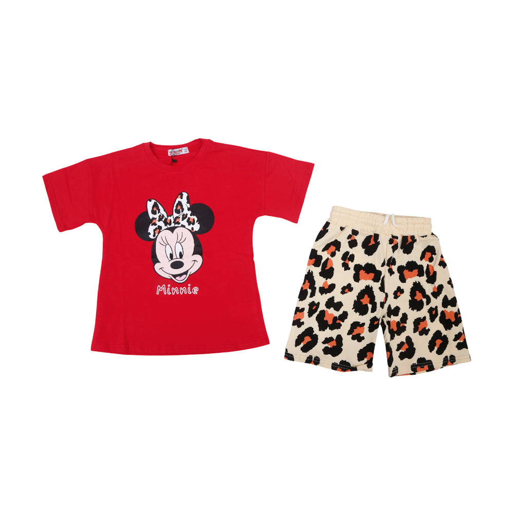 GIRLS S/S 2PC KNICKER SUIT RED IR S-26 9-10 YEAR NO21 Default Title - MamasJan KidsWear