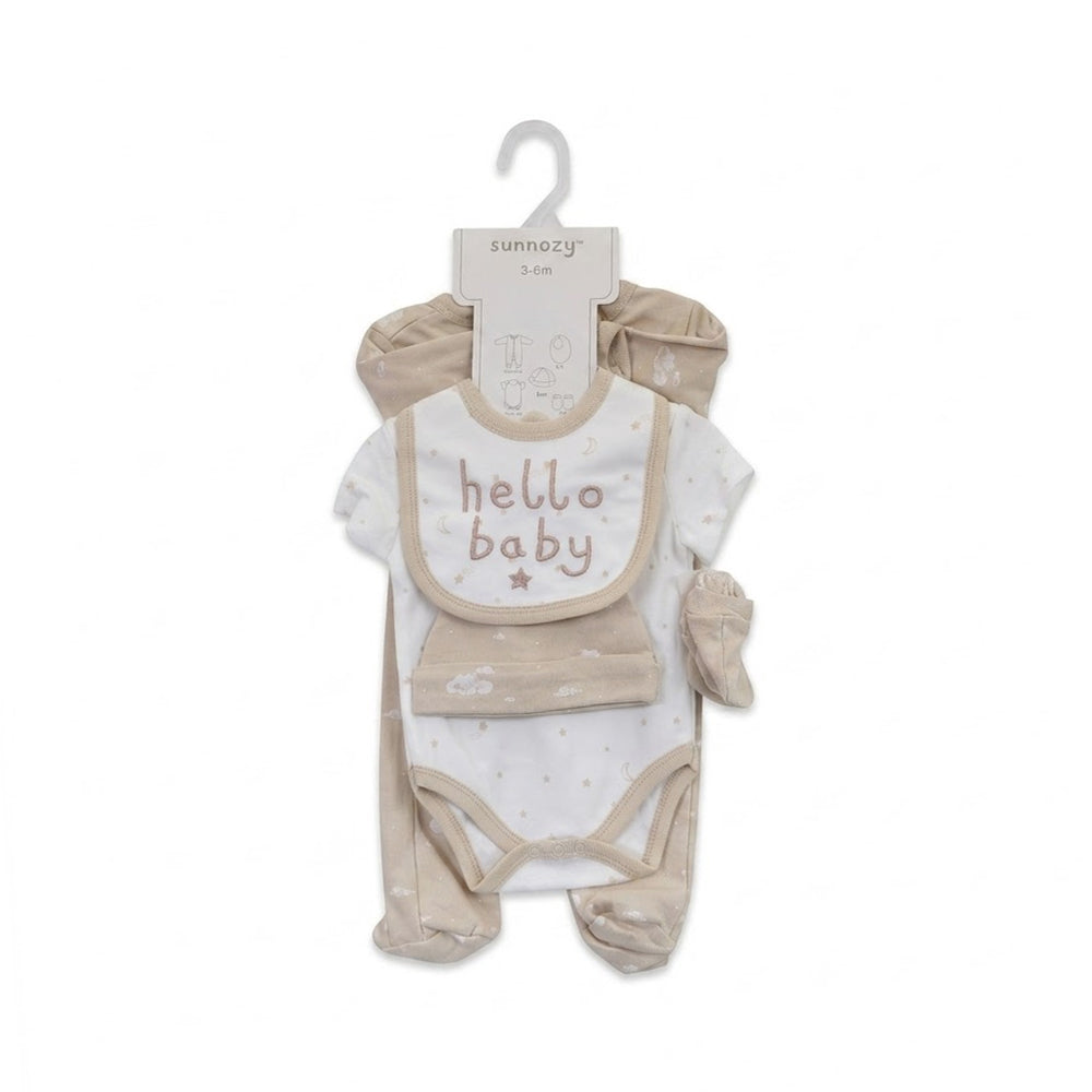 BABY 5PC GIFT SET HANGER BEIGE IRS-26 3-6M S5382 Default Title - MamasJan KidsWear