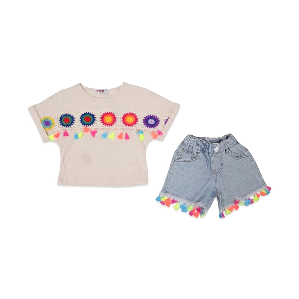 GIRLS S/S 2PC KNICKER SUIT SKIN IR S-26 3-4 YEAR NO35 Default Title - MamasJan KidsWear