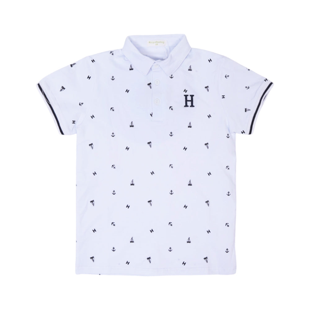 BOYS S/S T-SHIRT POLO WHITE IR 10-11 YEAR A7783 Default Title - MamasJan KidsWear