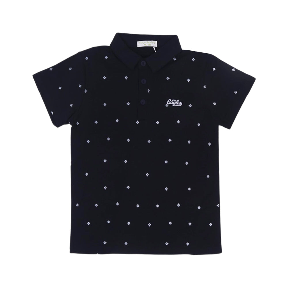 BOYS S/S T-SHIRT POLO BLACK IR 6-7 YEAR C112 Default Title - MamasJan KidsWear