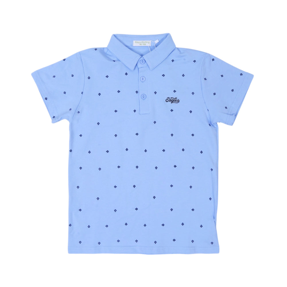 BOYS S/S T-SHIRT POLO SKY BLUE IR 8-9 YEAR C112 Default Title - MamasJan KidsWear