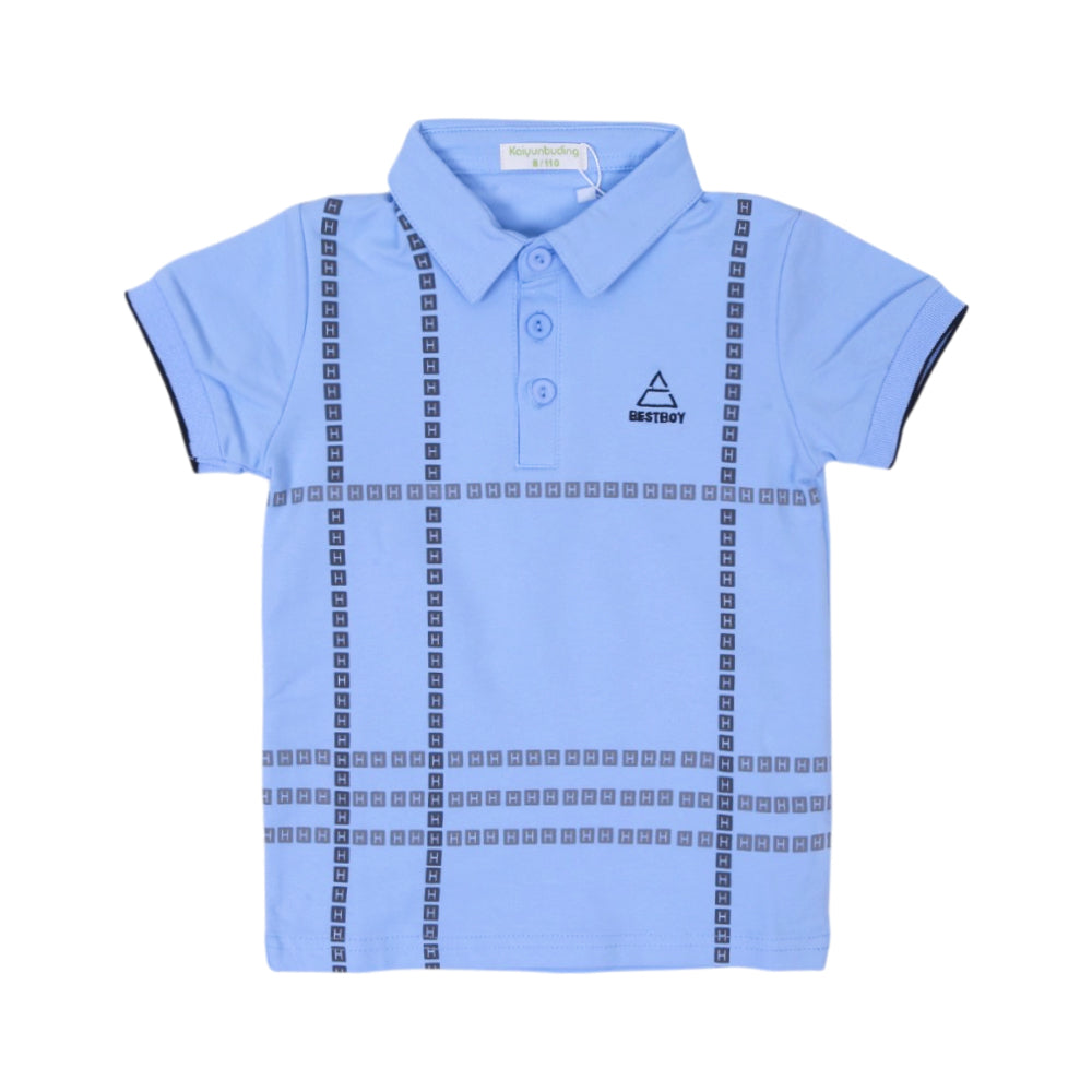 BOYS S/S T-SHIRT POLO SKY BLUE IR 3-4 YEAR L166 Default Title - MamasJan KidsWear