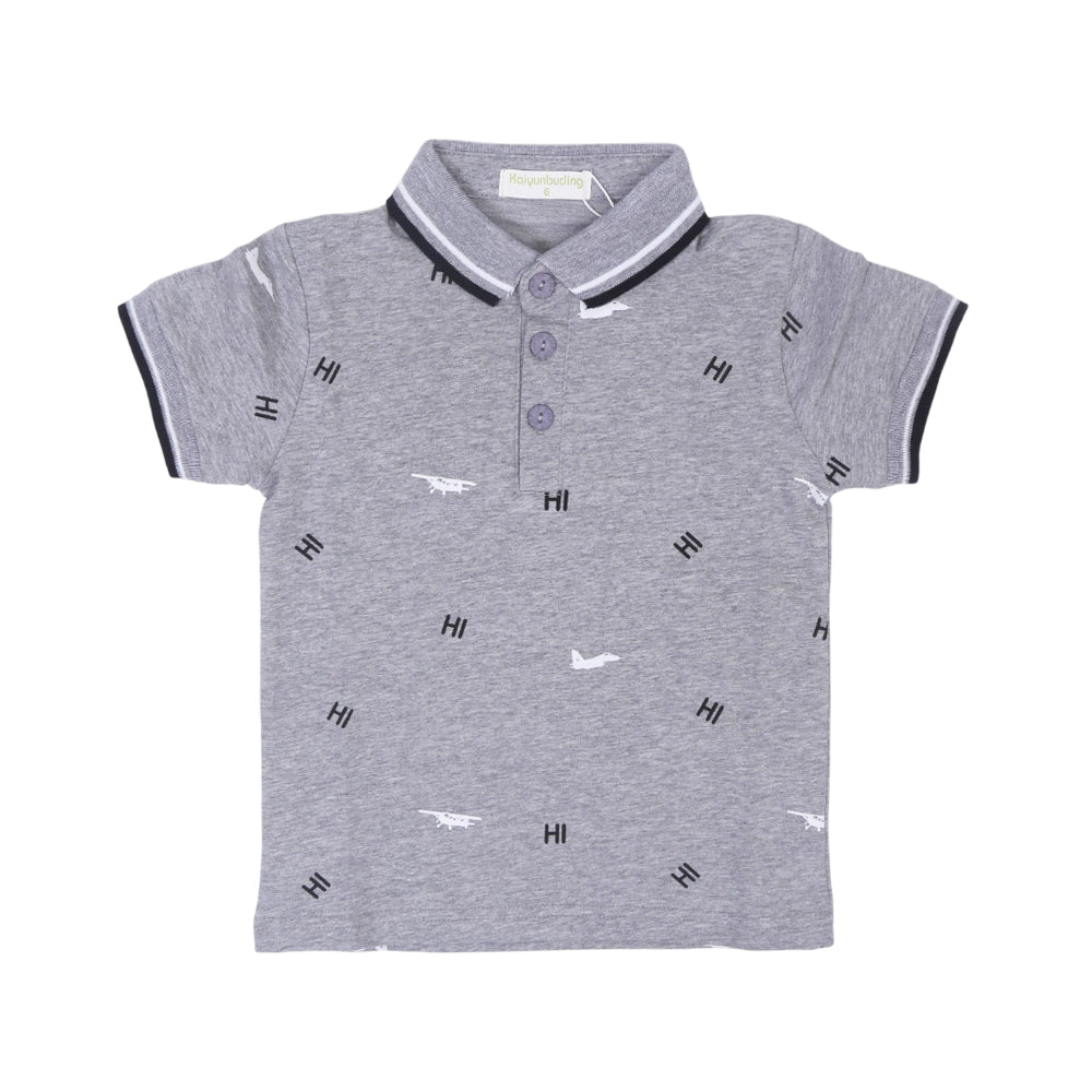 BOYS S/S T-SHIRT POLO GREY IR 2-3 YEAR A7817 Default Title - MamasJan KidsWear