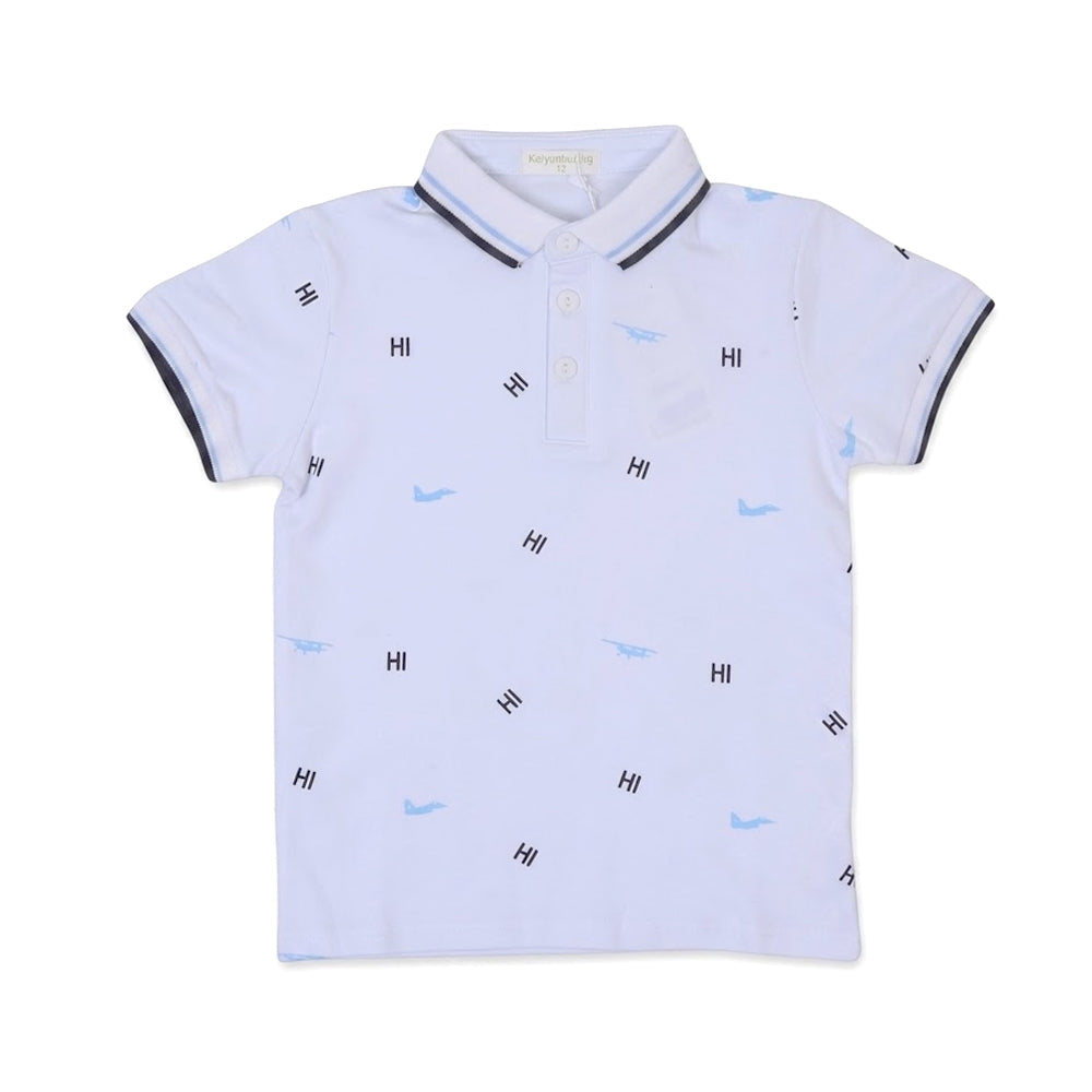 BOYS S/S T-SHIRT POLO WHITE IR 5-6 YEAR A7817 Default Title - MamasJan KidsWear