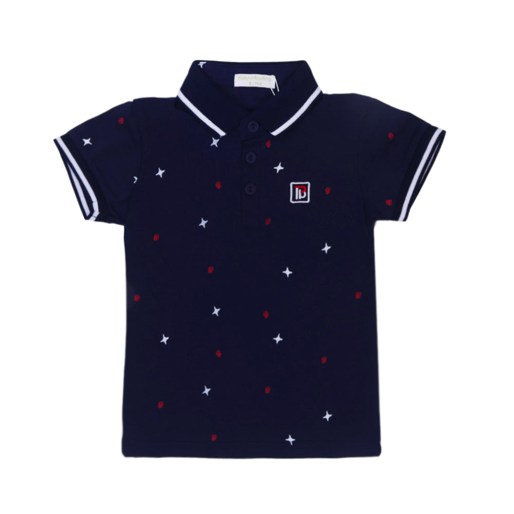 BOYS S/S T-SHIRT POLO NAVY BLUE IR 3-4 YEAR L228 Default Title - MamasJan KidsWear