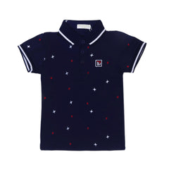BOYS S/S T-SHIRT POLO NAVY BLUE IR 3-4 YEAR L228 Default Title - MamasJan KidsWear