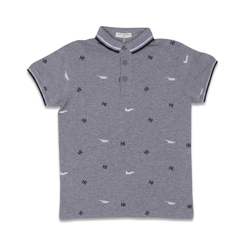 BOYS S/S T-SHIRT POLO GREY IR 8-9 YEAR A7817 Default Title - MamasJan KidsWear