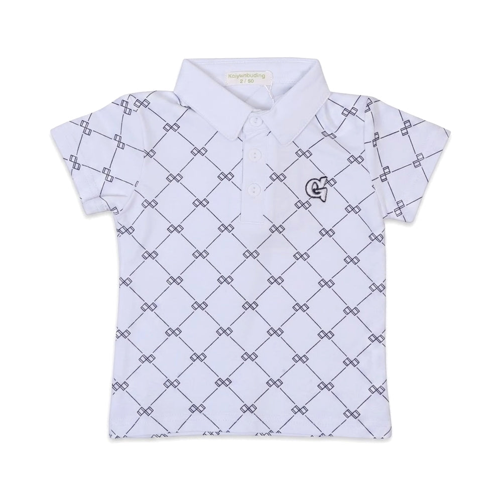 BOYS S/S T-SHIRT POLO WHTIE IR 12-18M C110 Default Title - MamasJan KidsWear