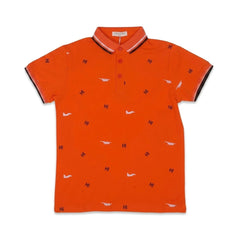 BOYS S/S T-SHIRT POLO ORANGE IR 8-9 YEAR A7817 Default Title - MamasJan KidsWear