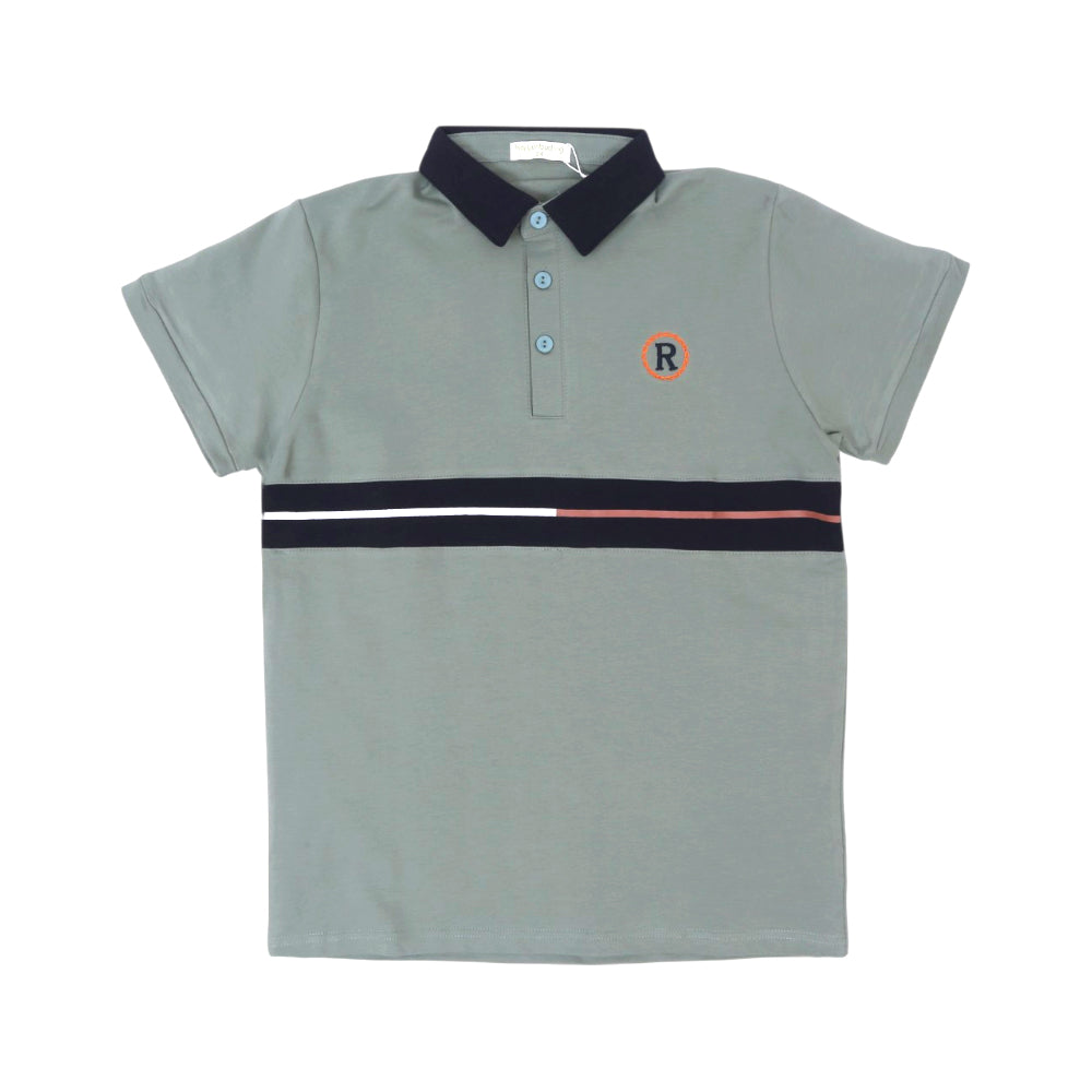 BOYS S/S T-SHIRT POLO GREEN IR 11-12 YEAR A7857 Default Title - MamasJan KidsWear