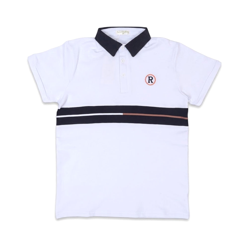 BOYS S/S T-SHIRT POLO WHITE IR 11-12 YEAR A7857 Default Title - MamasJan KidsWear