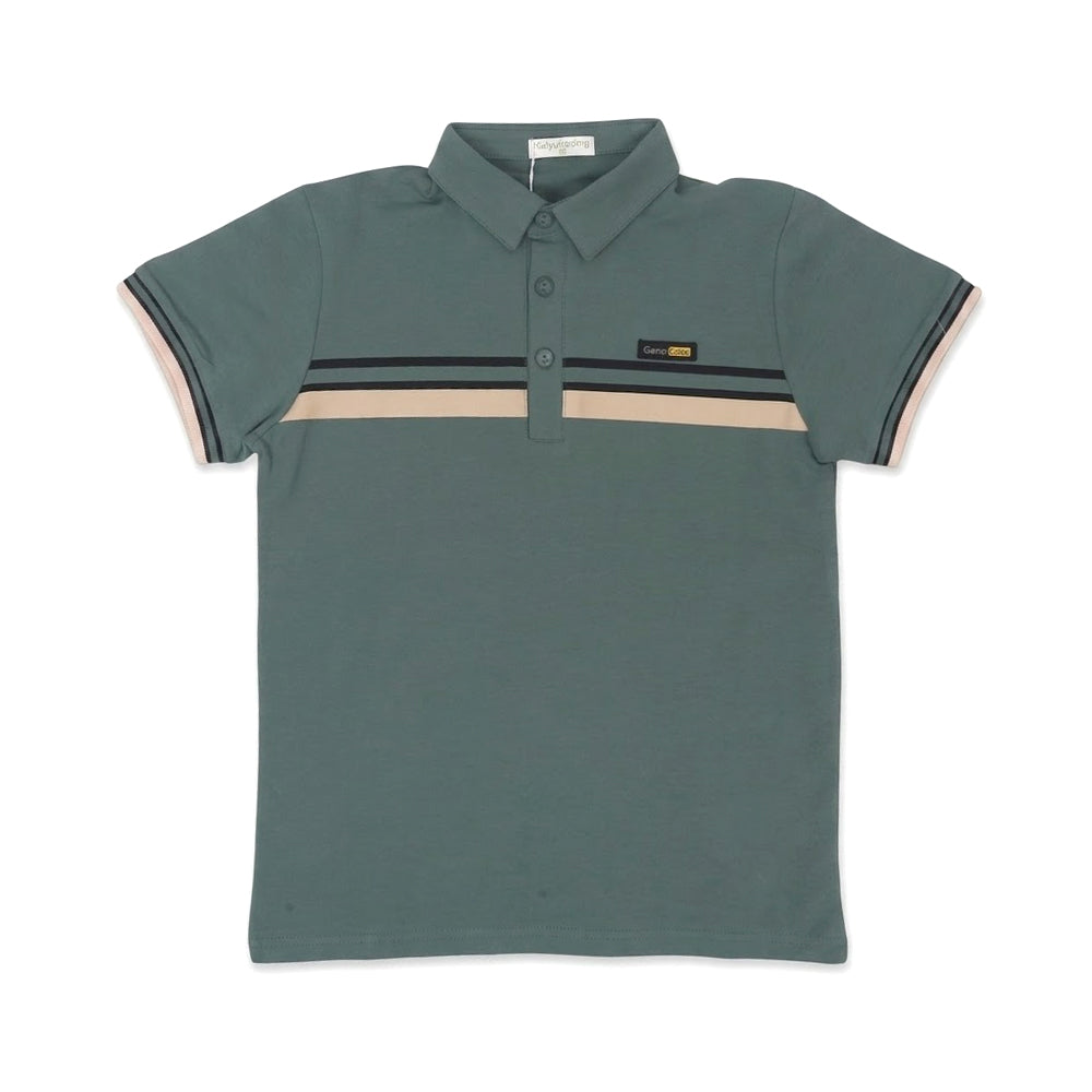 BOYS S/S T-SHIRT POLO GREEN IR 10-11 YEAR A7149 Default Title - MamasJan KidsWear