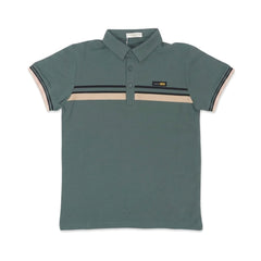 BOYS S/S T-SHIRT POLO GREEN IR 10-11 YEAR A7149 Default Title - MamasJan KidsWear