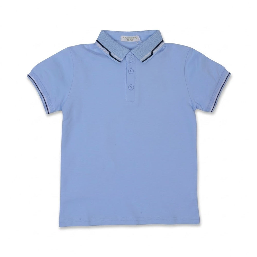 BOYS S/S T-SHIRT POLO SKY BLUE IR 5-6 YEAR C239 Default Title - MamasJan KidsWear