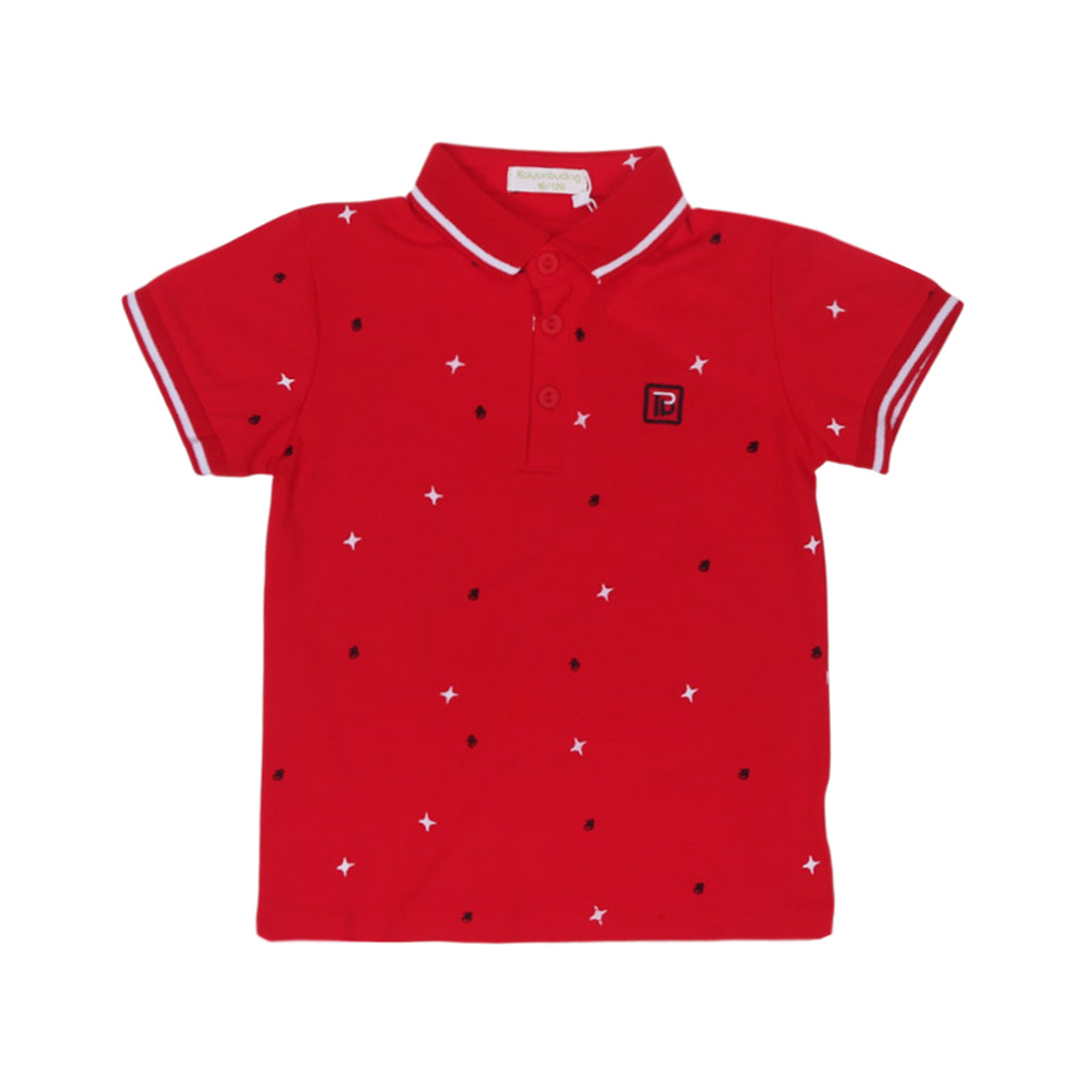BOYS S/S T-SHIRT POLO RED IR 4-5 YEAR L228 Default Title - MamasJan KidsWear