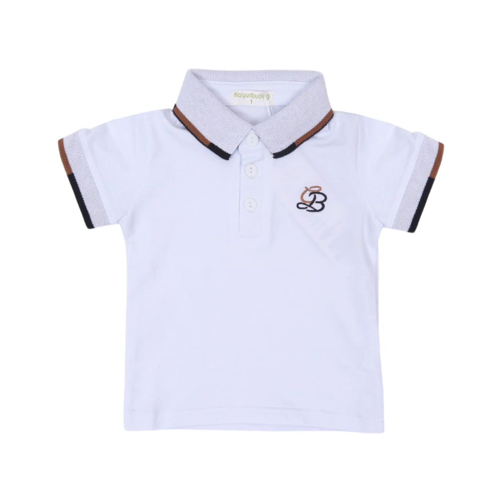 BOYS S/S T-SHIRT POLO WHTIE IR 9-12M A7855 Default Title - MamasJan KidsWear
