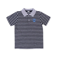 BOYS S/S T-SHIRT POLO STRIPE DARK GREY IR 7-8 YEAR 328 Default Title - MamasJan KidsWear