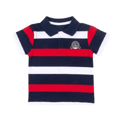 BOYS S/S T-SHIRT POLO STRIPE MIX COLOR IR 9-12M 6138-2 Default Title - MamasJan KidsWear