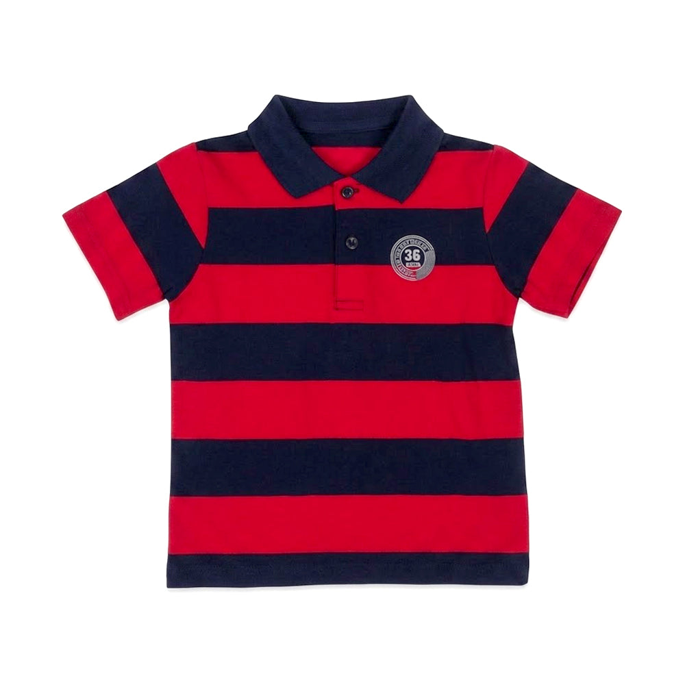BOYS S/S T-SHIRT POLO STRIPE MIX COLOR IR 2-3 YEAR 274-3 Default Title - MamasJan KidsWear