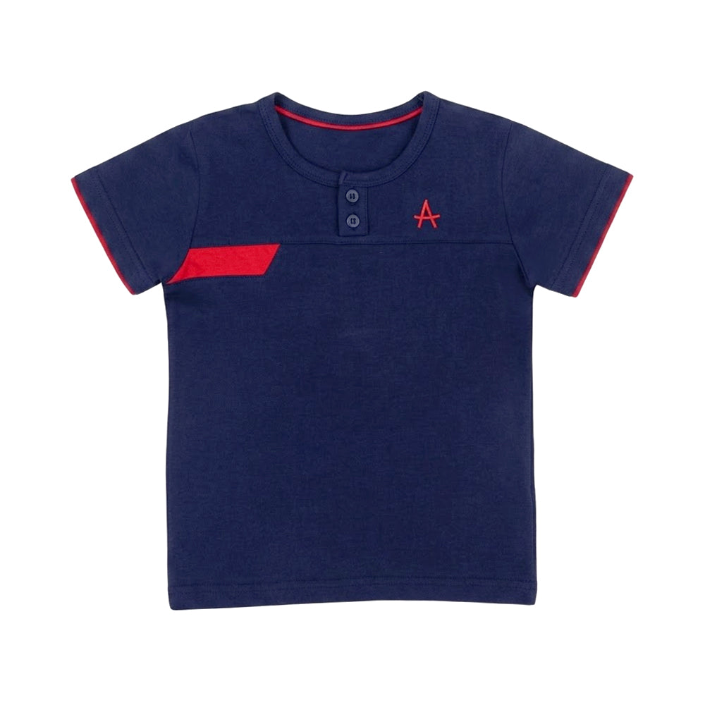 BOYS S/S T-SHIRT ROUND NECK NAVY BLUE IR 2-3 YEAR A7705 Default Title - MamasJan KidsWear
