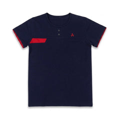 BOYS S/S T-SHIRT ROUND NECK NAVY BLUE IR 10-11 YEAR A7705 Default Title - MamasJan KidsWear