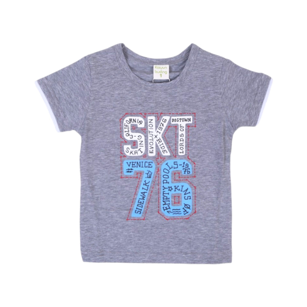 BOYS S/S T-SHIRT ROUND NECK GREY IR 9-12M A7706 Default Title - MamasJan KidsWear
