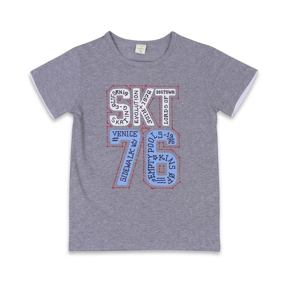 BOYS S/S T-SHIRT ROUND NECK GREY IR 8-9 YEAR A7706 Default Title - MamasJan KidsWear