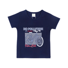 BOYS S/S T-SHIRT ROUND NECK NAVY BLUE IR 9-12M A7703 Default Title - MamasJan KidsWear