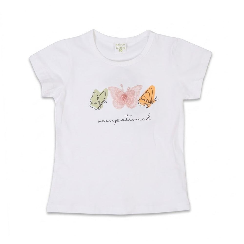 GIRLS S/S KNIT BLOUSE WHITE IR 3-4 YEAR S179 Default Title - MamasJan KidsWear