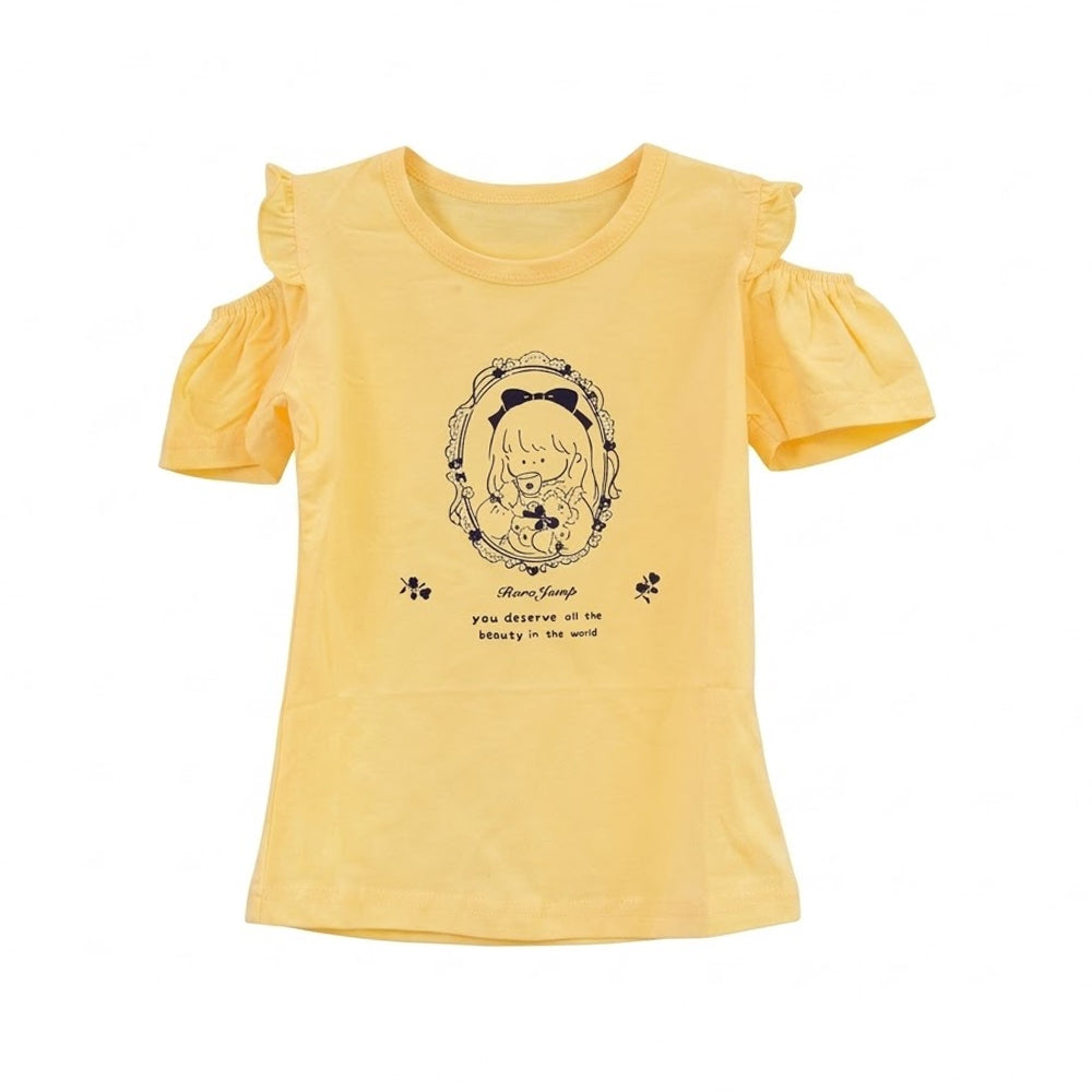 GIRLS S/S KNIT BLOUSE YELLOW IR 2-3 YEAR S038 Default Title - MamasJan KidsWear