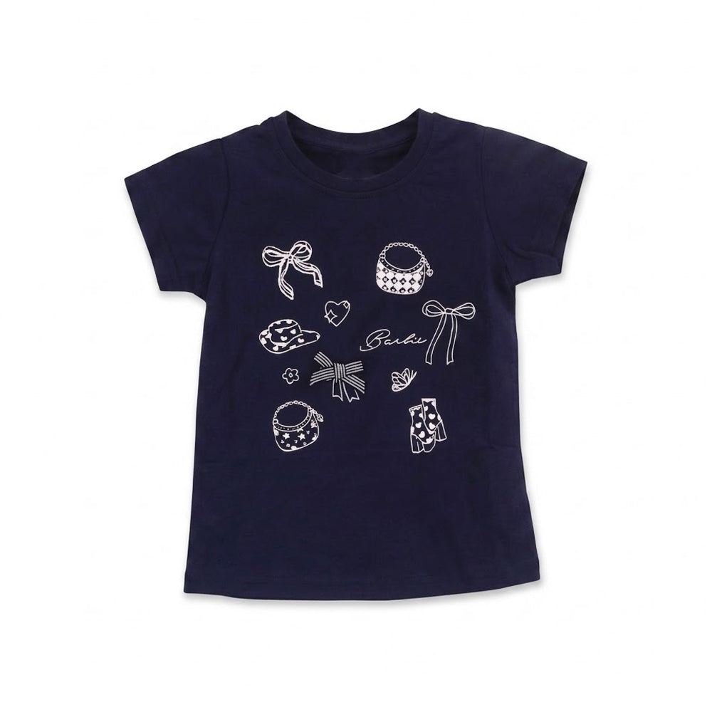 GIRLS S/S KNIT BLOUSE PRINTED NAVY BLUE IR 2-3 YEAR S092 Default Title - MamasJan KidsWear