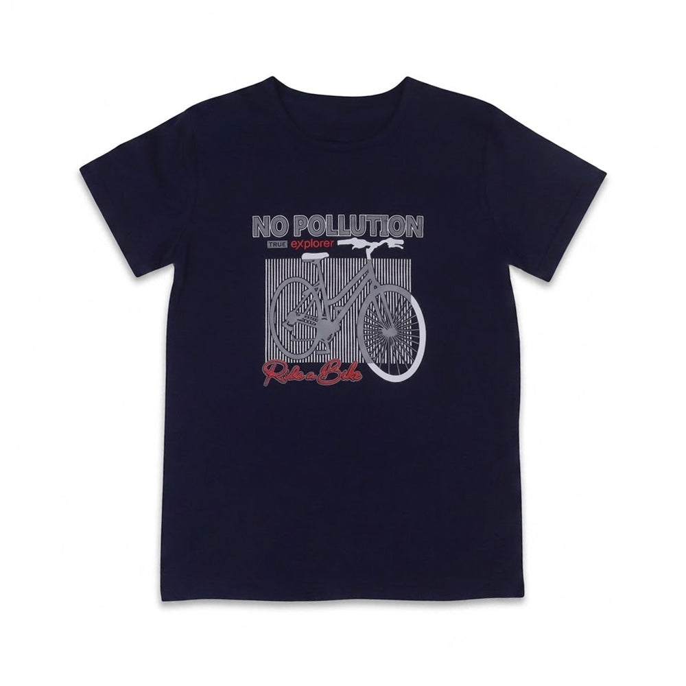 BOYS S/S T-SHIRT ROUND NECK NAVY BLUE IR 11-12 YEAR A7703 Default Title - MamasJan KidsWear