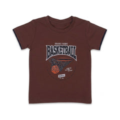 BOYS S/S T-SHIRT ROUND NECK BROWN IR 18-24M A7808 Default Title - MamasJan KidsWear