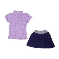 GIRLS S/S 2PC SKIRT SUIT LIGHT PURPLE IR 3-4 YEAR S099 Default Title - MamasJan KidsWear
