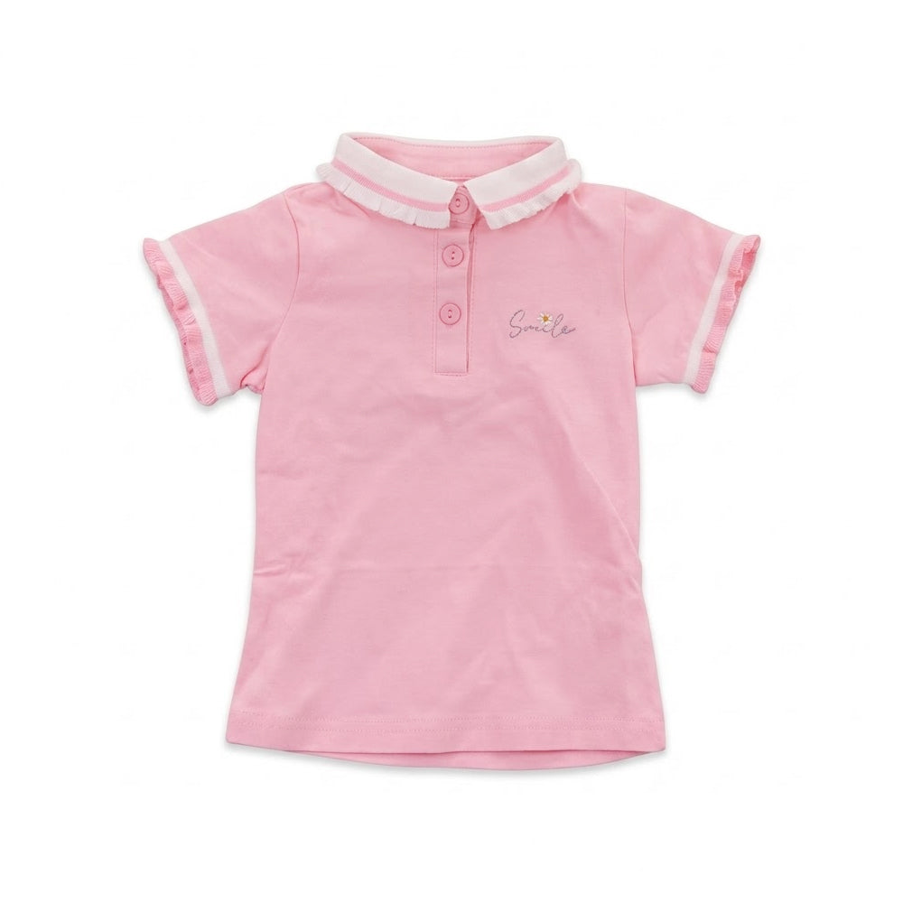 GIRLS S/S KNIT BLOUSE PINK IRS-26 18-24M S003 Default Title - MamasJan KidsWear