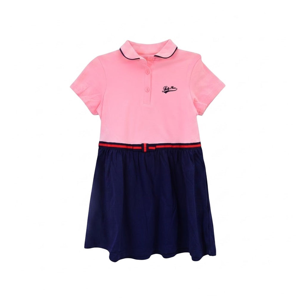 GIRLS S/S KNIT FROCK PINK IRS-26 5-6 YEAR Q2259 Default Title - MamasJan KidsWear