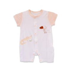 BOYS S/S KNIT ROMPER WHITE PRINT IR-26 3-6M 9386 Default Title - MamasJan KidsWear