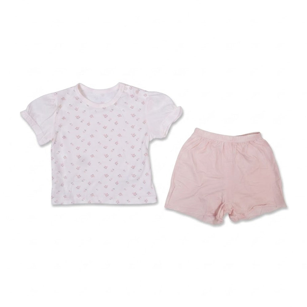 GIRLS S/S 2PC KNICKER SUIT WHITE PRINT IR-26 6-9M 9606 Default Title - MamasJan KidsWear