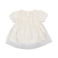 GIRLS S/S KNIT COTTON FROCK WHITE PRINT IR-26 6-9M 9606 Default Title - MamasJan KidsWear