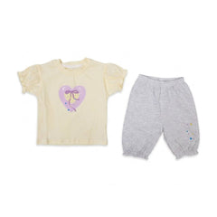 GIRLS S/S 2PC CAPRI SUIT LEMON IR-26 12-18M 6918 Default Title - MamasJan KidsWear