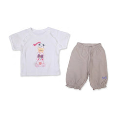 GIRLS S/S 2PC CAPRI SUIT WHITE/SKIN IR-26 12-18M 6935 Default Title - MamasJan KidsWear